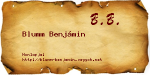 Blumm Benjámin névjegykártya